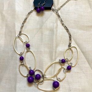 NWT Paparazzi "Glam Theory" Chunky Purple Necklace & Earring Set Prom